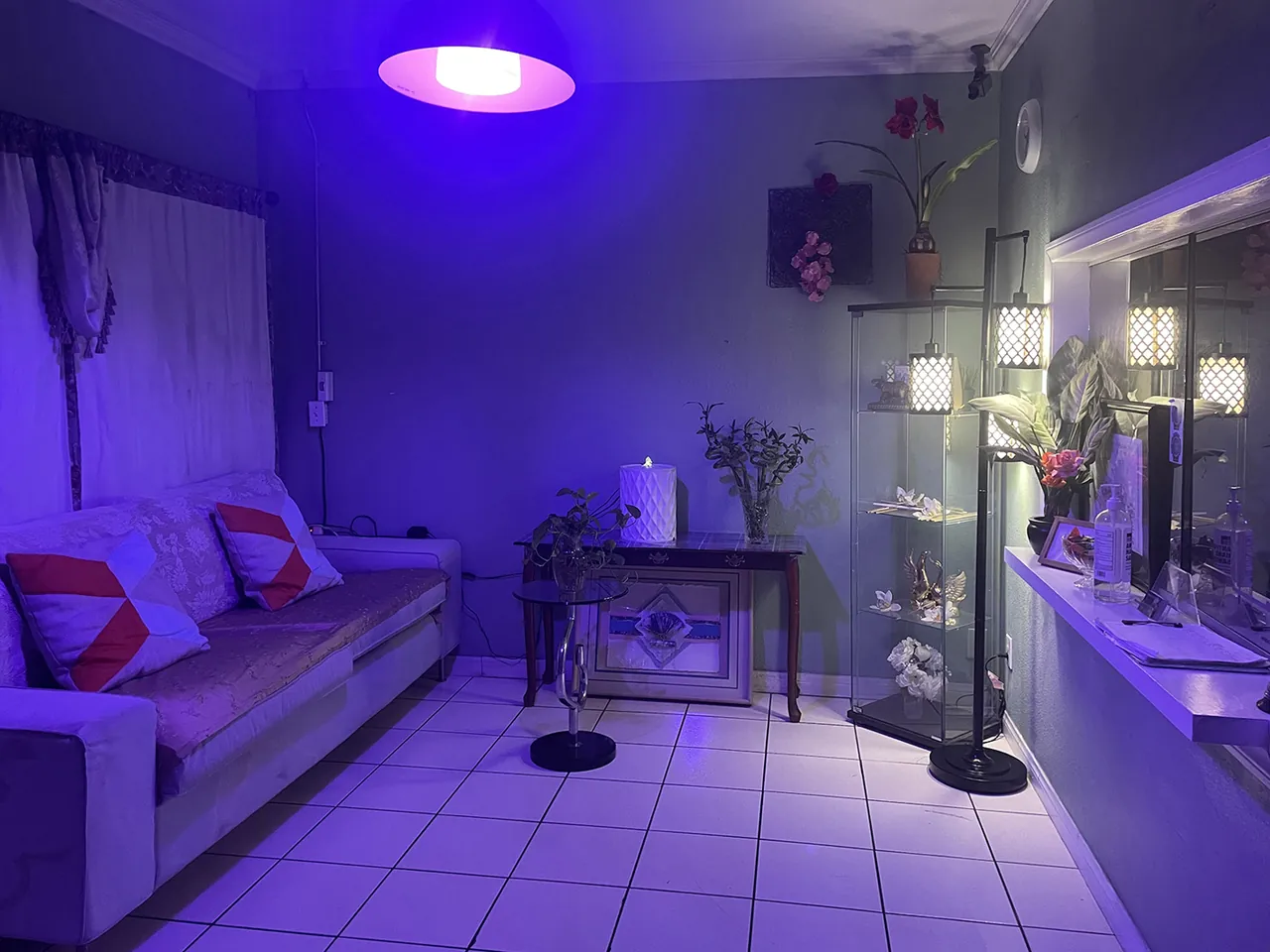 Front lobby of Nature Massage Spa in Midway City, CA, in the evening