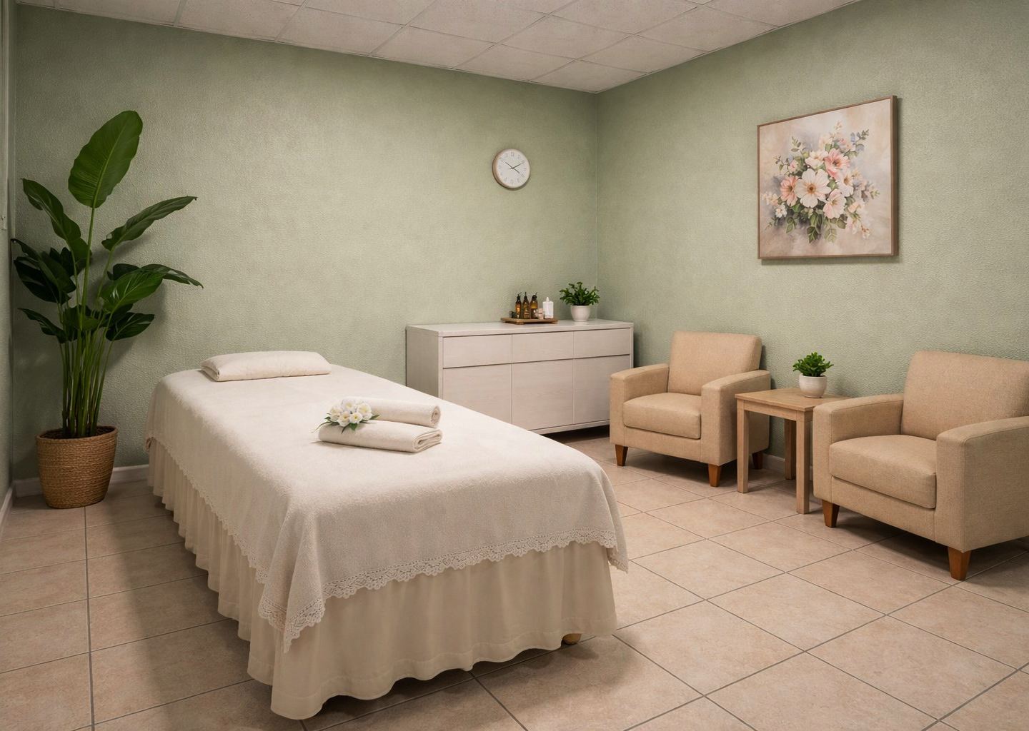 Calm treatment room with soft lighting at Nature Massage Spa Midway City